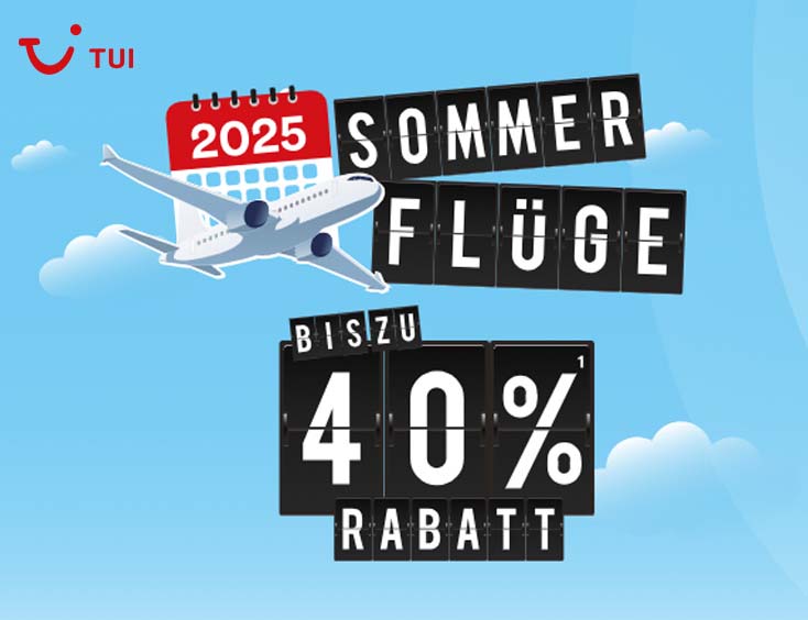 Bis zu 40% Rabatt auf Sommerflüge