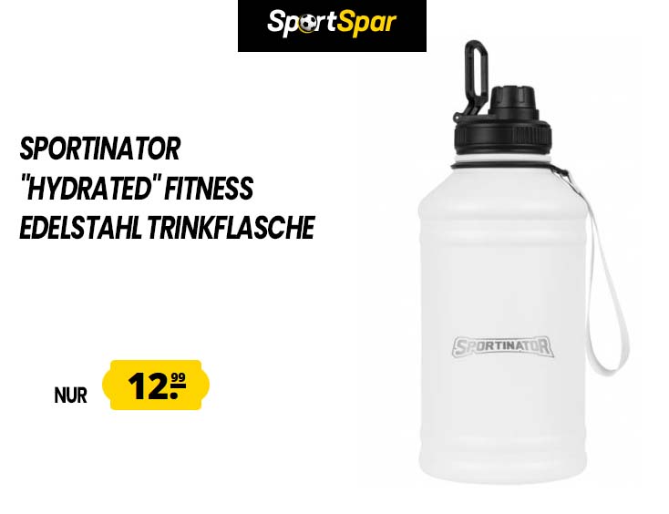 SPORTINATOR &quot;Hydrated&quot; Fitness Edelstahl Trinkflasche 2,2l 