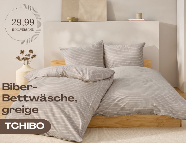 Biber-Bettwäsche, greige, Normalgröße