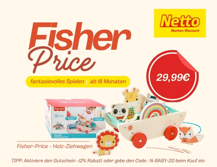 Holz-Ziehwagen mit 8 Tieren 