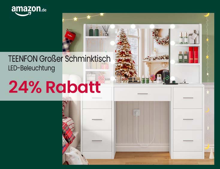 TEENFON Großer Schminktisch, LED-Beleuchtung