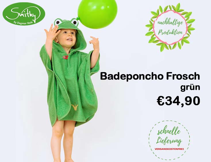 Badeponcho Frosch, grün