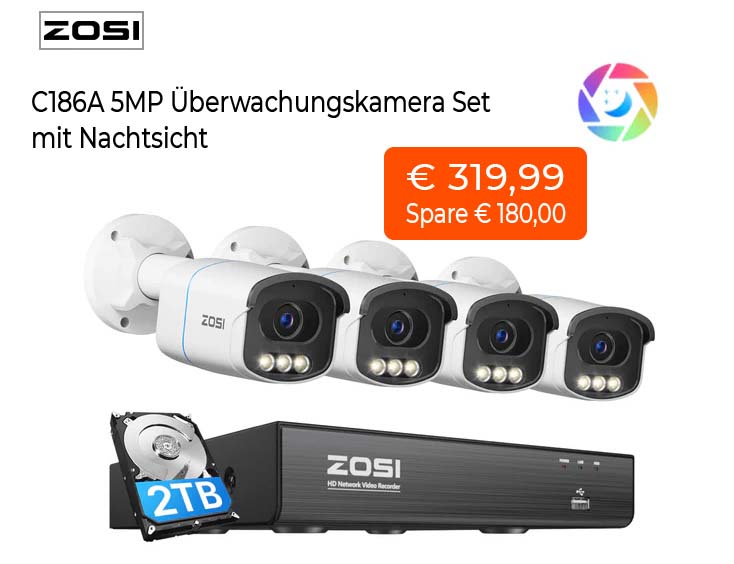5MP Überwachungskamera Set mit Nachtsicht 