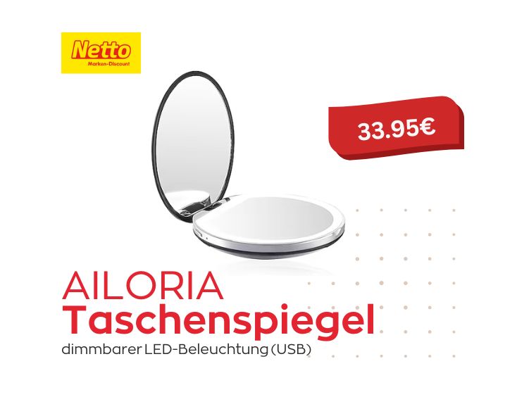 Taschenspiegel mit dimmbarer LED-Beleuchtung