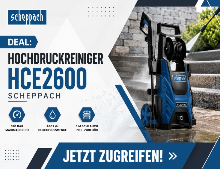 Deal: Hochdruckreiniger HCE2600 Scheppach