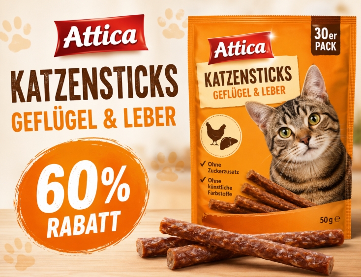 Attica Katzensticks Geflügel &amp; Leber | 60% Rabatt