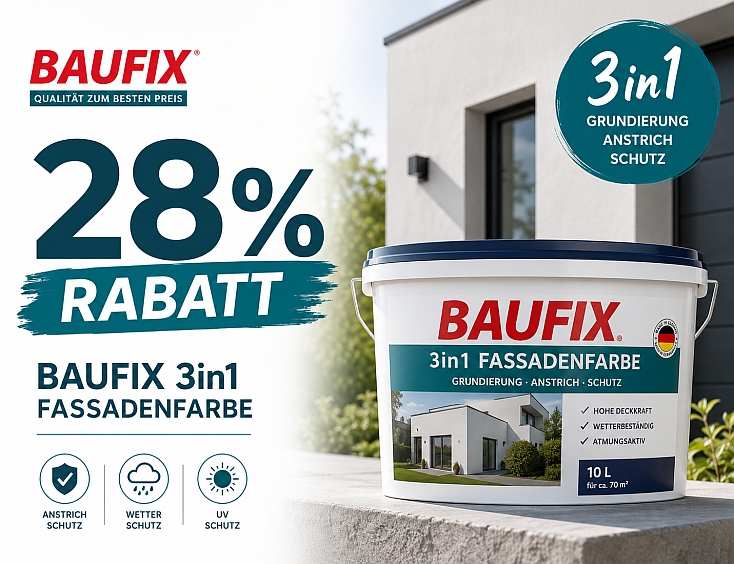 3in1 Fassadenfarbe | 28% Rabatt