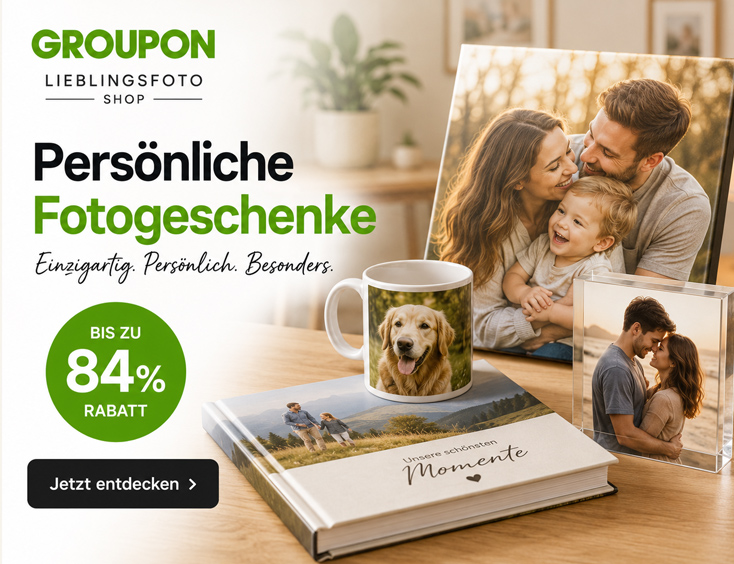 Persönliche Fotogeschenke - bis zu 84% Rabatt