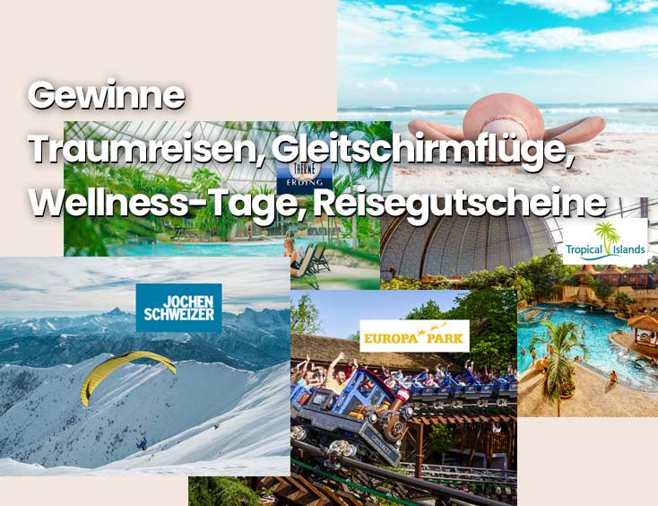 Traumreisen, Gleitschirmflüge, Wellness-Tage, Reisegutscheine